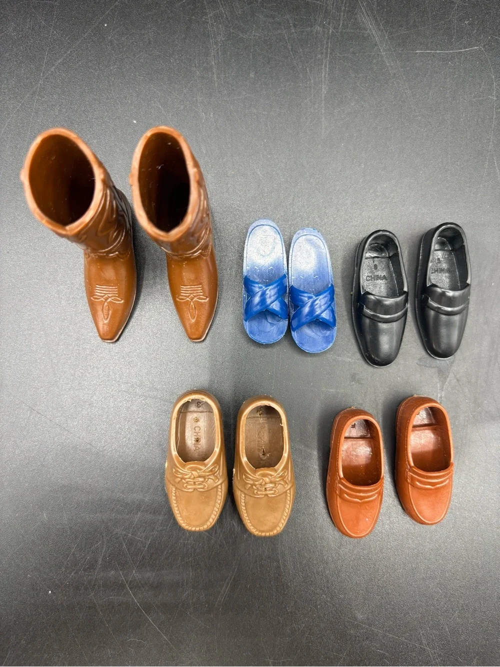 Vintage Ken Doll Shoes Barbie Cowboy Boots Sandals Brown Black Blue 5 Pair